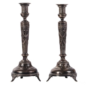 Silver 84 Pair Russian Antique Candlesticks 610gr.