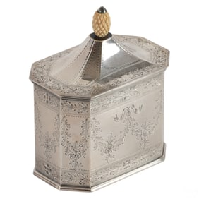 Sarmento Portugal Engraved 833 Silver Tea Caddy