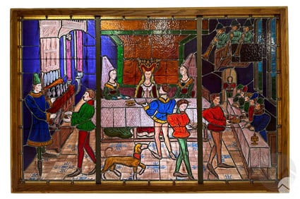 French Renaissance Style Stained Glass Art Window