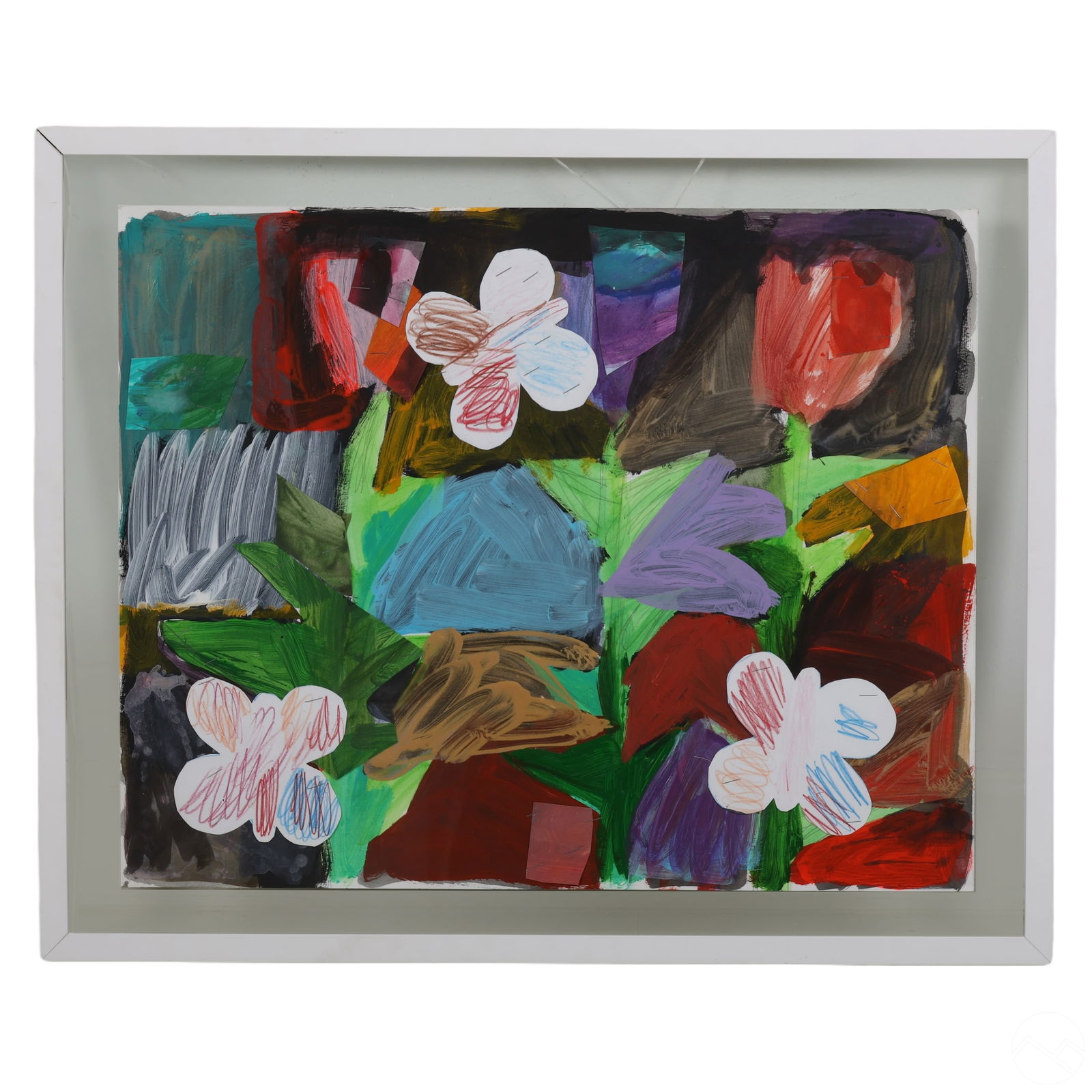 Jim Drain b1975 Modern Mixed Media Flower Painting (1 of 7)