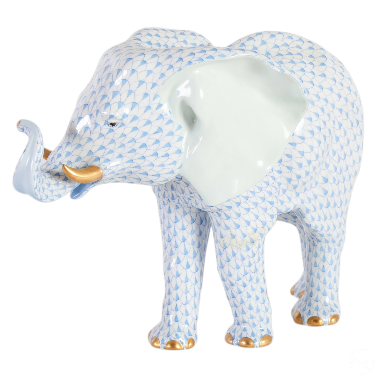 Herend Porcelain Blue Fishnet Elephant Figurine (1 of 8)