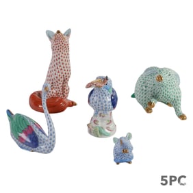 Herend Fishnet Kingfisher Swan Fox Bunny Mouse LOT