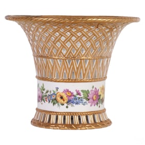 Sevres Antique Reticulated Porcelain Basket Vase