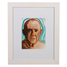 Salomon Huerta b.1966 Picasso Portrait Watercolor