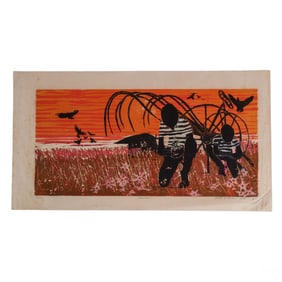 Walter Henry Williams 1920-1998 "Harvest" Woodcut