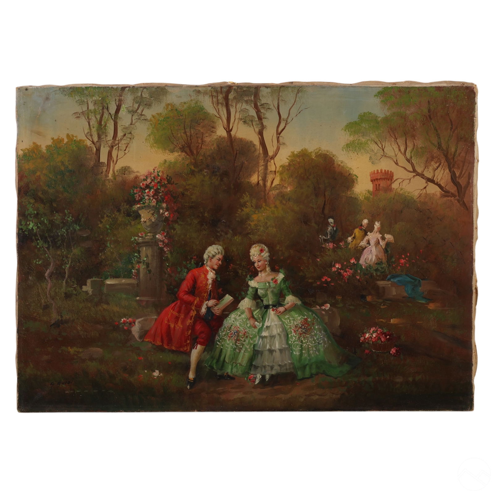 Guiseppe Guidi 1881-1931 Garden Scene Oil Painting (1 of 5)