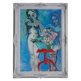 Abstract Nudes with Flowers Gallery Size Painting