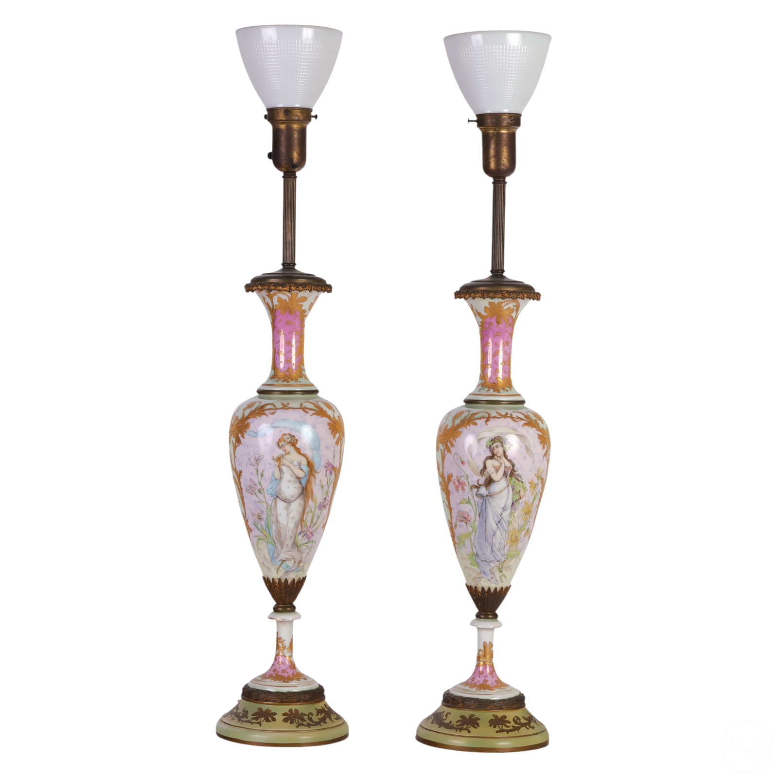 Pair of Sevres Style Hand Painted Porcelain Lamps (1 of 12)