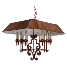 Hollywood Regency Tole Mansard Italian Chandelier