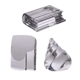 Steuben Baccarat Clear Crystal Paperweight 3pc LOT