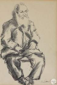 Chaim Gross (1904-1991) Graphite Portrait Drawing