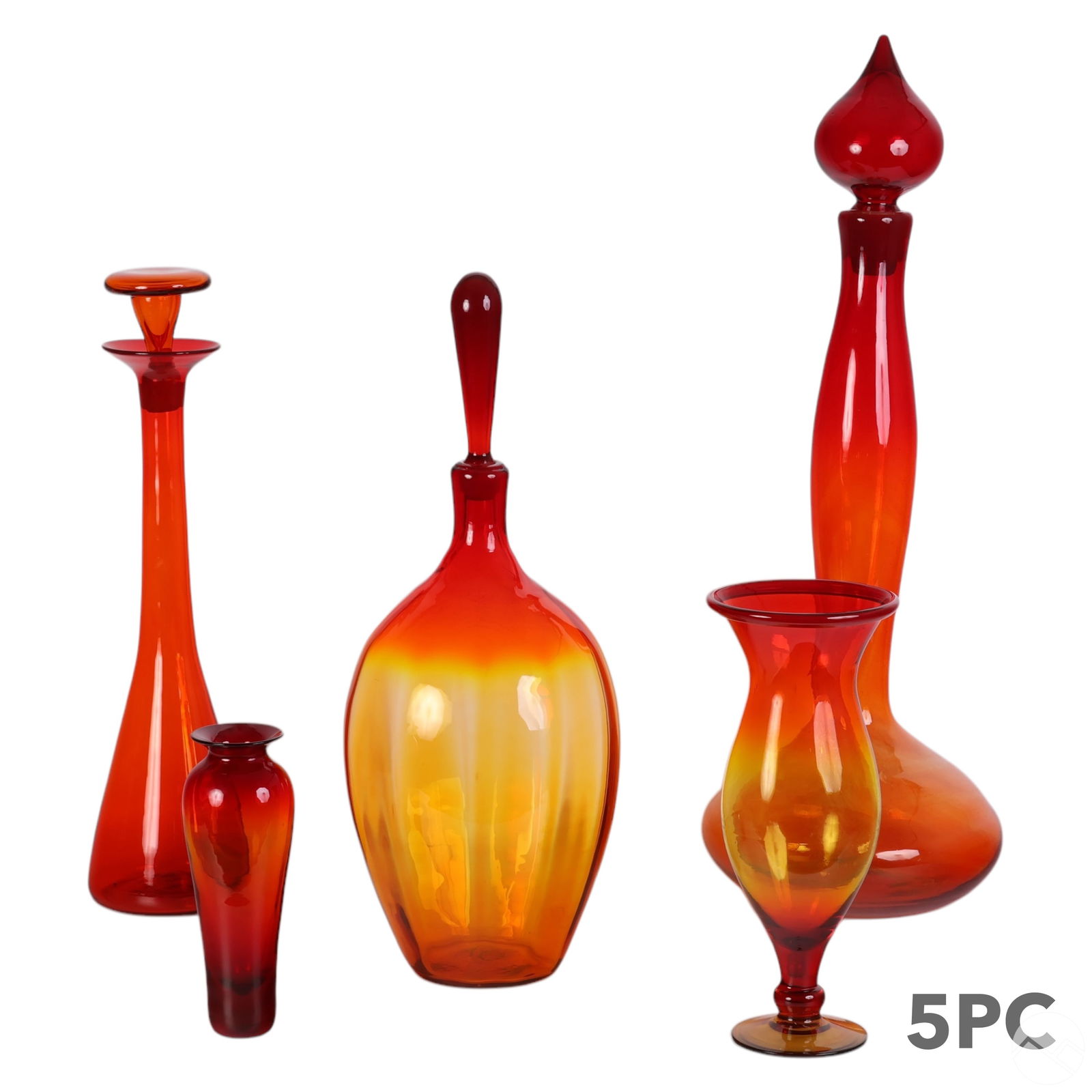 Blenko Glass Vase and Floor Decanters 5 PIECE LOT (1 of 5)