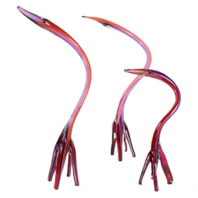 Barry Entner b.1959 Art Glass Bird Sculptures LOT