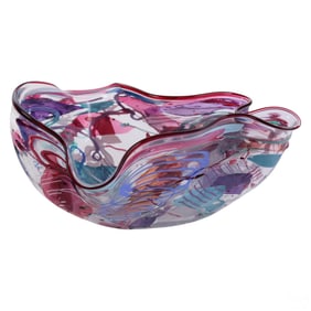 Stephen Nelson b.1956 Modern Studio Art Glass Bowl