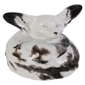 Limoges Edouard M Sandoz Porcelain Figural Fox Box