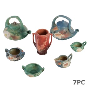Roseville Magnolia Gardenia Tea Sets Vase 7pc LOT