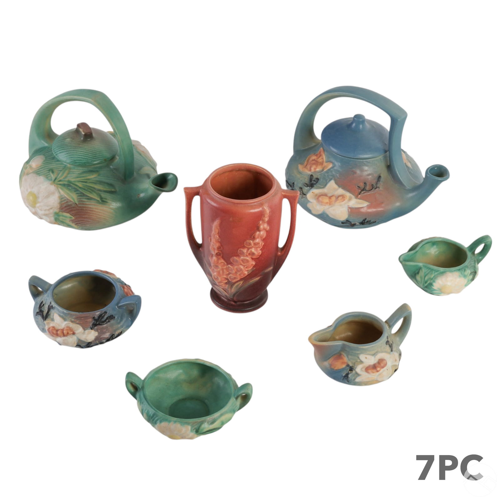 Roseville Magnolia Gardenia Tea Sets Vase 7pc LOT (1 of 16)