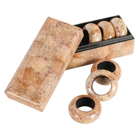 Coconut Shell Napkin Rings SET with Matching Box