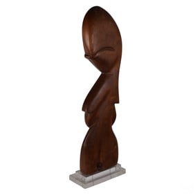 Modern Carved Wood Female Torso Sculpture SIGNED