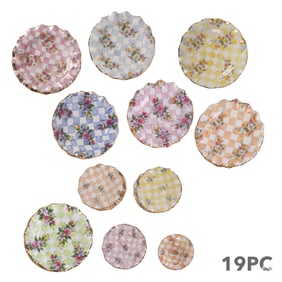 Mackenzie Childs Honeymoon Ruffle Plate 19pc SET