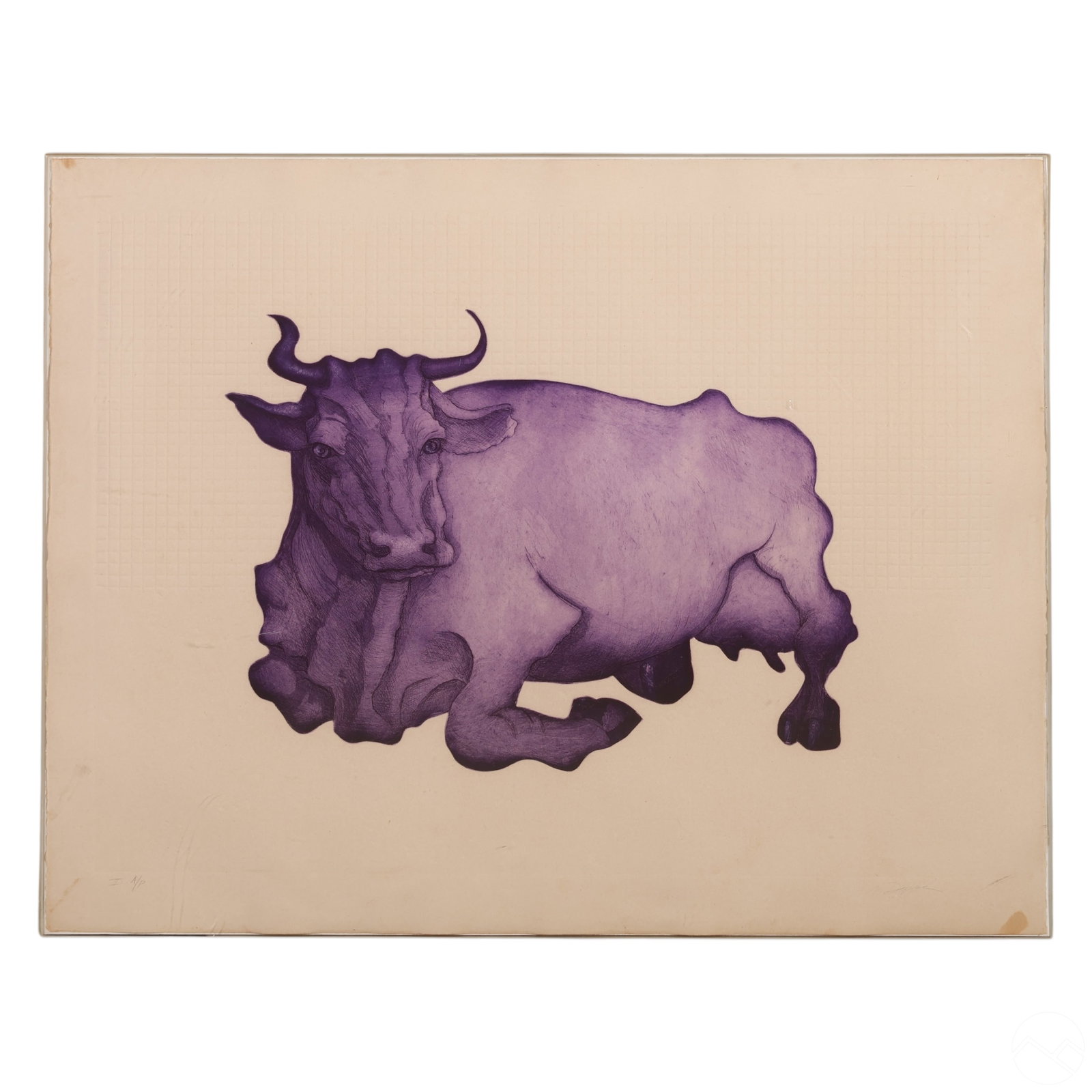 Embossed Purple Cow Engraving Print II A.P. SIGNED (1 of 8)
