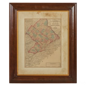 Antique Counties of Delaware Pennsylvania Area Map