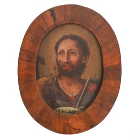 Antique Saint Thomas Religious Portrait Painting