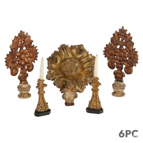 Continental Gilt Foliate Alter Decoration 6pc LOT