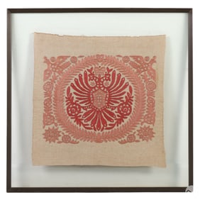 Antique Germanic European Embroidered Linen Flag