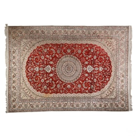 Persian Hand Woven Silk Area Rug 108.5" x 73.5"