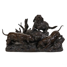 Bronze Hunting Dogs Dogs Sculpture after Moigniez