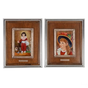 Enamel after Renoir & Goya Portraits SILVER FRAMES