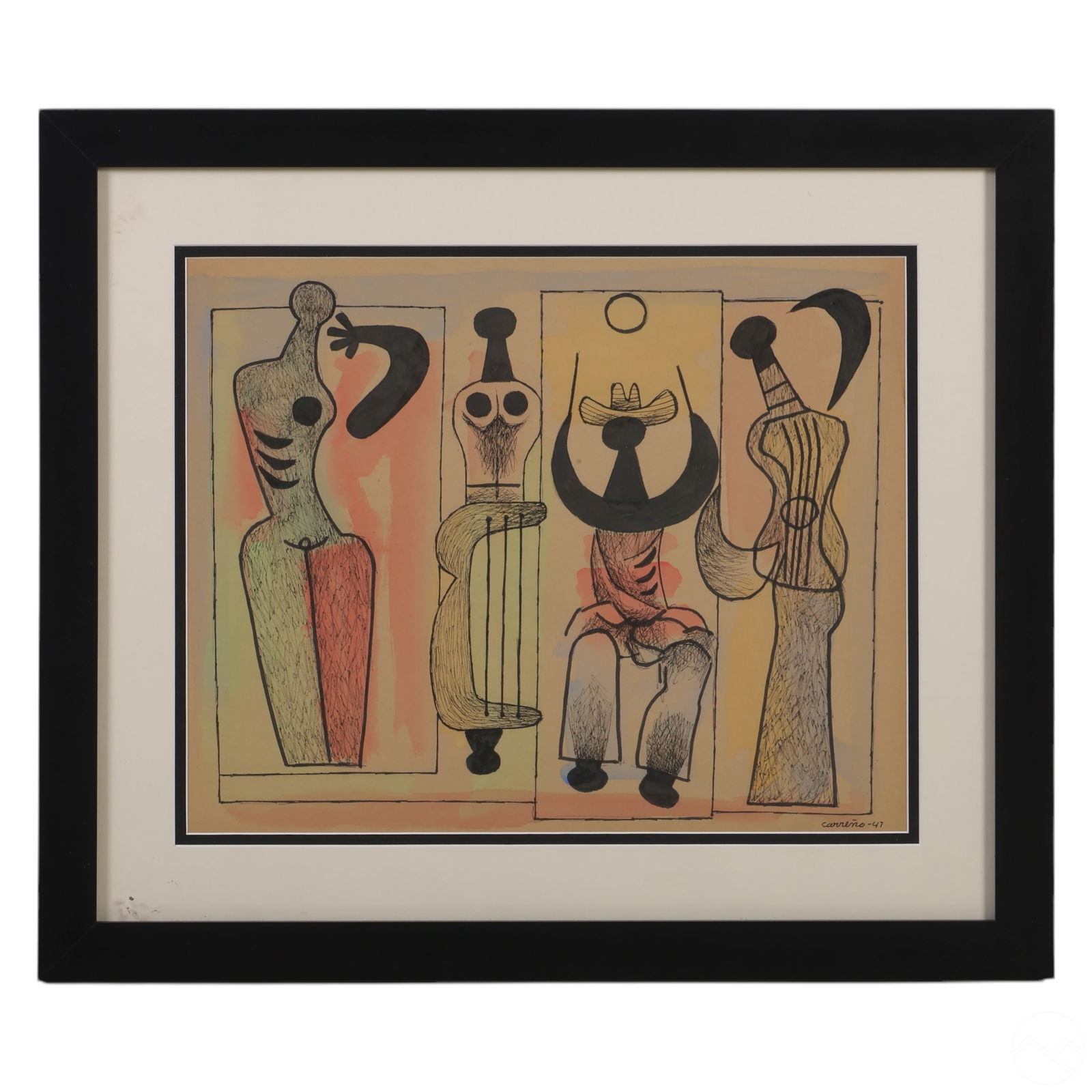 Abstract Watercolor and Ink Drawing after Carreno (1 of 5)