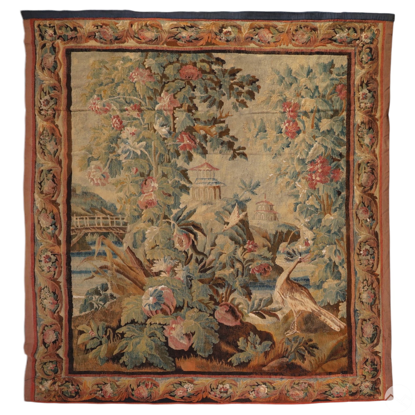 French 19C Aubusson Style Wall Tapestry 107" x 96" (1 of 6)