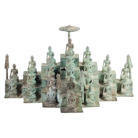 Asian Bronze Multi-Buddha Tirthankara-Type Shrine