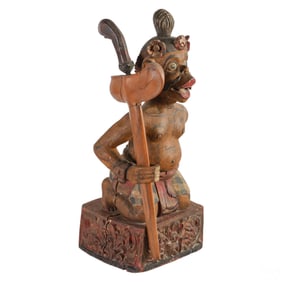 Wood Balinese Mythological Figure with Kris Dagger