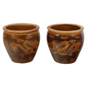 Chinese PR Dragon Earthenware Egg Crates Planters