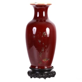 Chinese Ox Blood Red Sang De Boeuf Pottery Vase