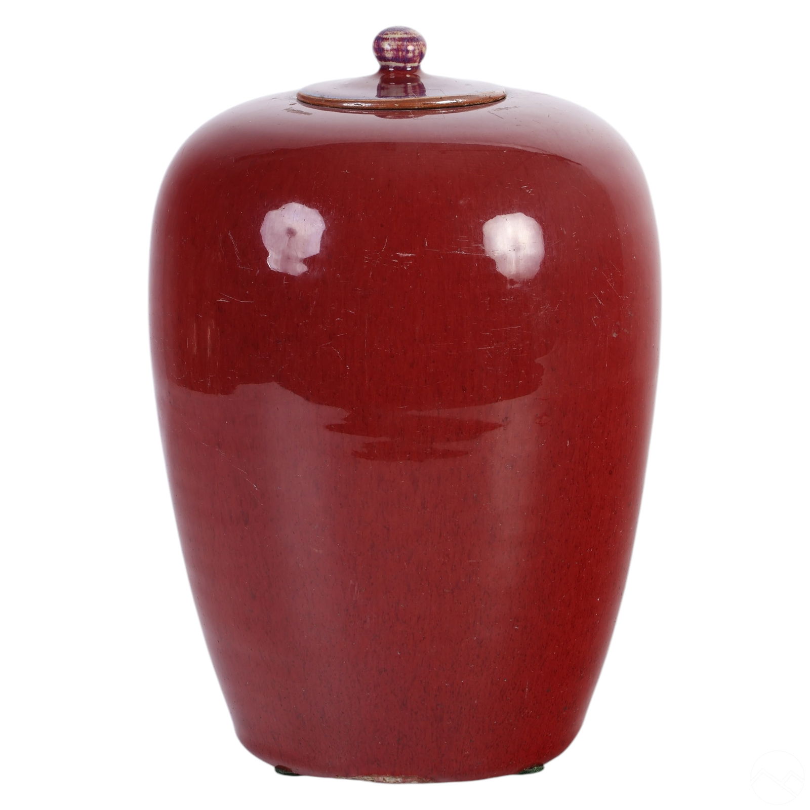Chinese Oxblood Sang De Boeuf Lidded Pottery Jar (1 of 7)