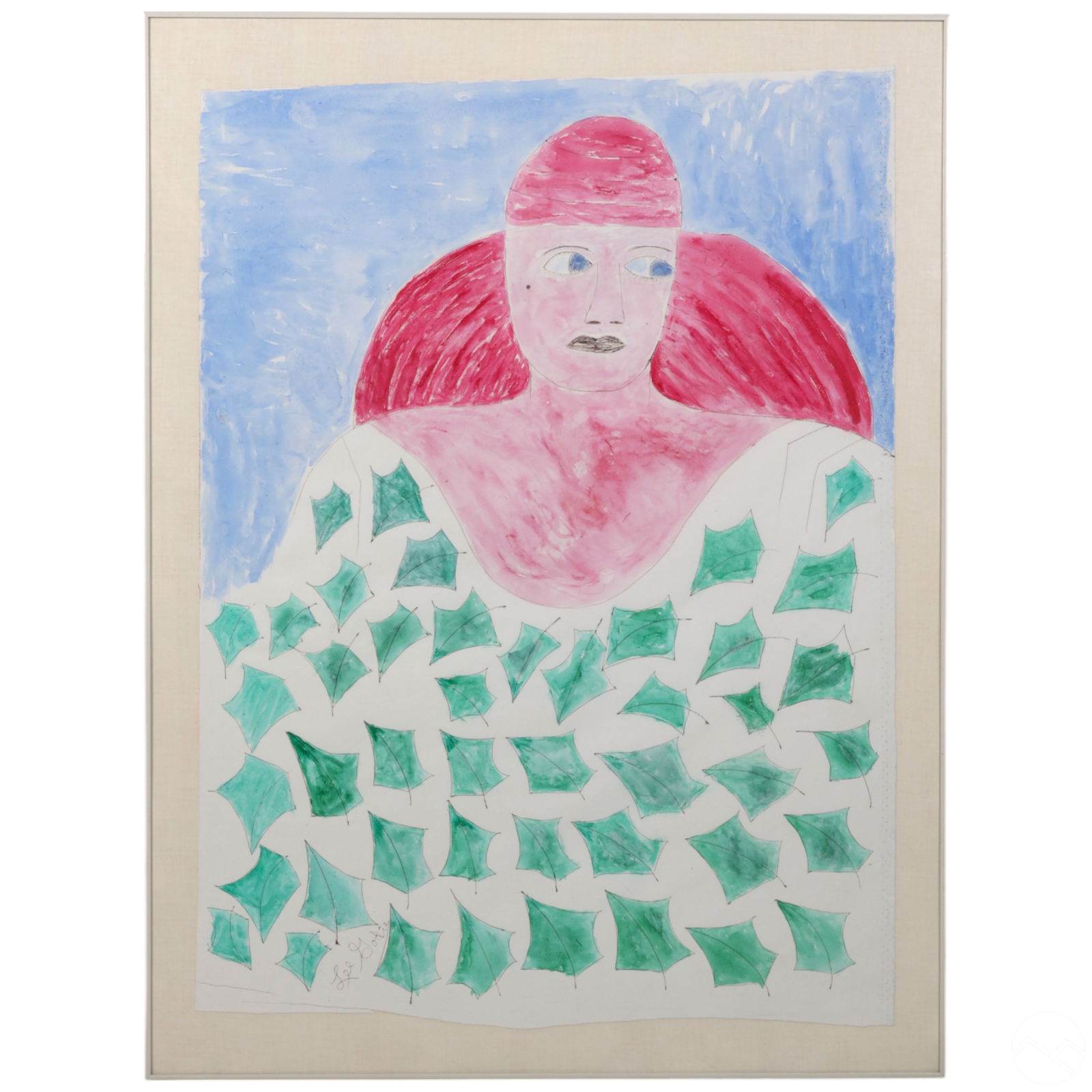 Lee Godie 1908-1994 Outsider Art Portrait Drawing (1 of 6)