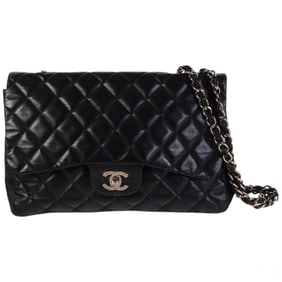Chanel Black Quilted Leather Double Flap Bag Purse