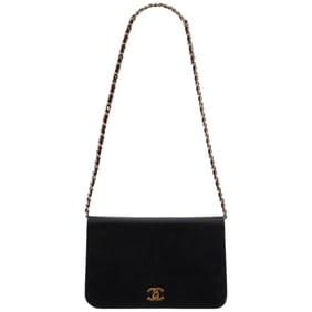 Chanel Vintage Black Lizard Mademoiselle Handbag