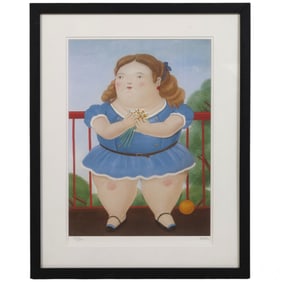 Fernando Botero (1932-2023) Girl on Balcony SIGNED