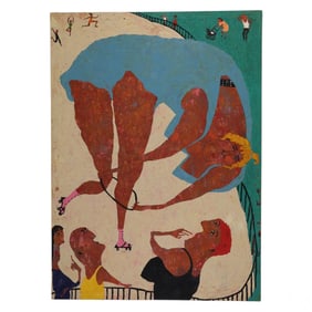 Elisabeth Sabala (b.1956) Skating Figures Painting
