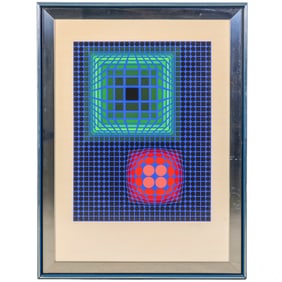 Victor Vasarely 1908-1997 Sphere Cube Litho SIGNED