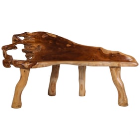 Teak Wood Root w/ Live Edge Nakashima Style Bench