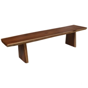 Modernist Live Edge Wooden Nakashima-Style Bench