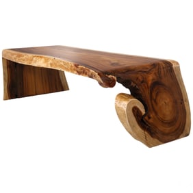 Modern Live Edge Wood Nakashima-Style Bench Table