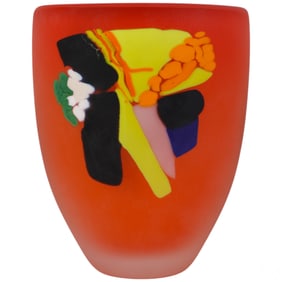 Garcia 20/21C Frosted Studio Art Glass Orange Vase
