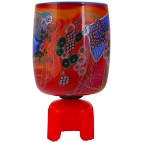 Wes Hunting b.1958 Footed Studio Art Glass Vase